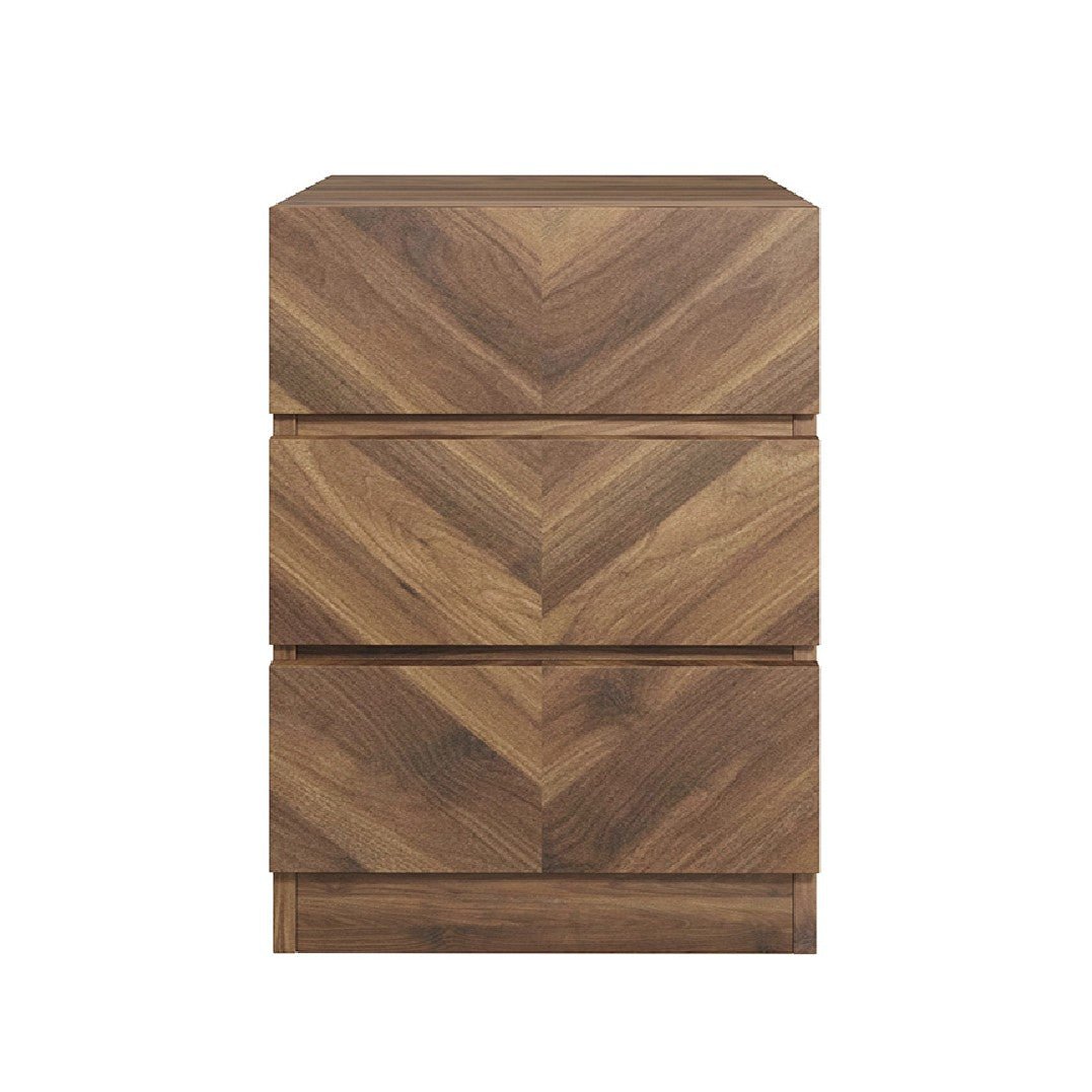 Catania Herringbone 3 Drawer Bedside Chest - GFW