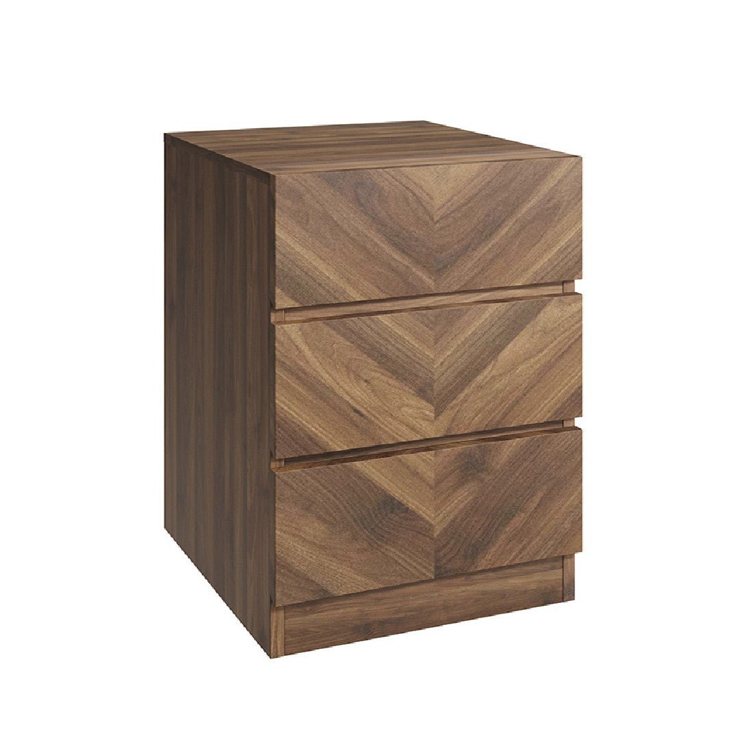 Catania Herringbone 3 Drawer Bedside Chest - GFW