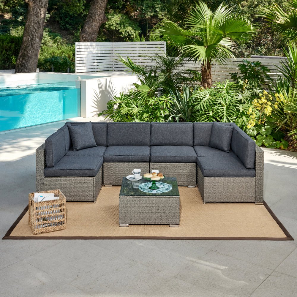 Catina Rattan Modular Garden Furniture Set with Table - TGC