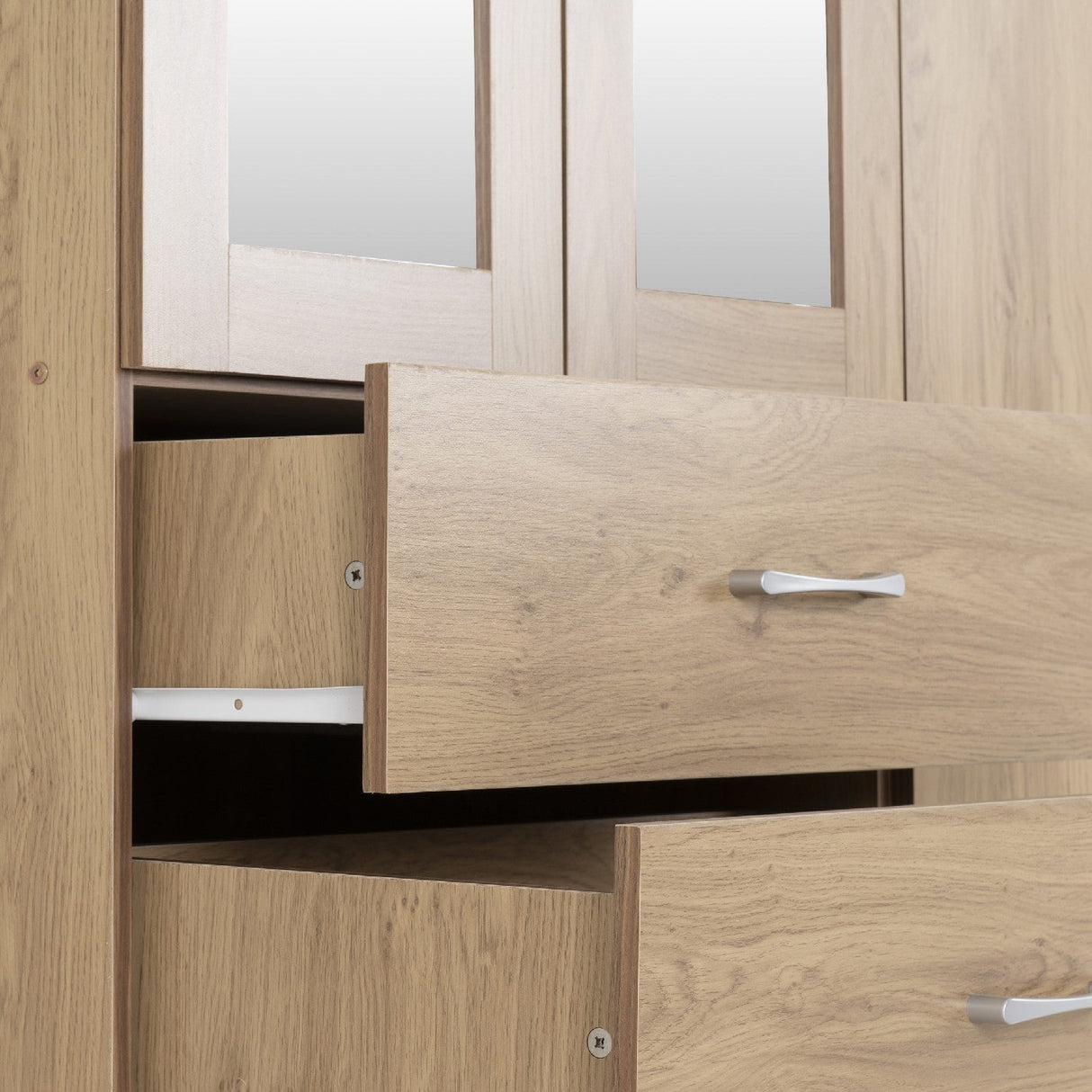 Charles 4 Door 2 Drawer Mirrored Wardrobe - Seconique