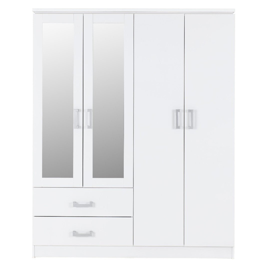 Charles 4 Door 2 Drawer Mirrored Wardrobe - Seconique