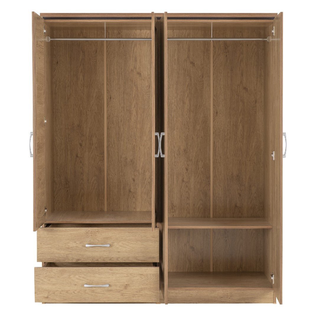 Charles 4 Door 2 Drawer Mirrored Wardrobe - Seconique