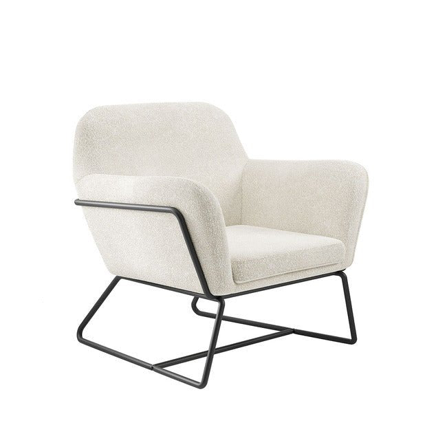 Charles Ivory Boucle Armchair With Black Legs - LPD