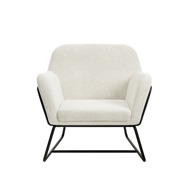 Charles Ivory Boucle Armchair With Black Legs - LPD