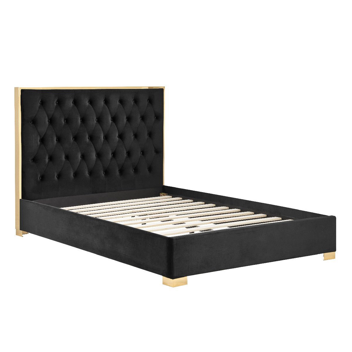 Chelsea Fabric Bed Frame with Gold Trim - Birlea