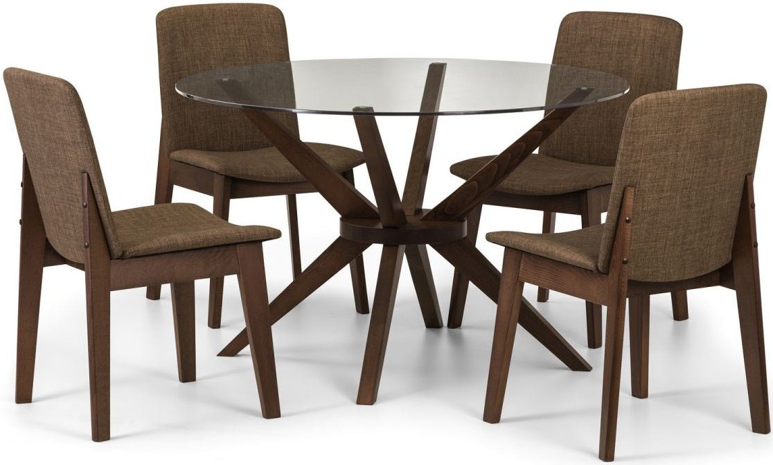 Chelsea Round Dining Table with 4 Kensington Chairs - Julian Bowen
