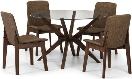 Chelsea Round Dining Table with 4 Kensington Chairs - Julian Bowen