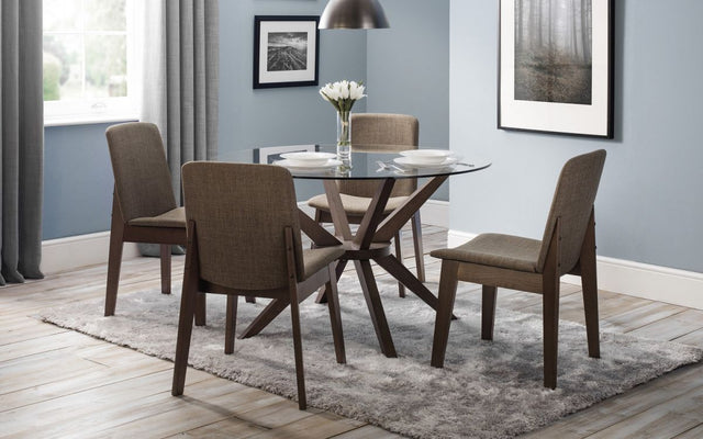 Chelsea Round Dining Table with 4 Kensington Chairs - Julian Bowen