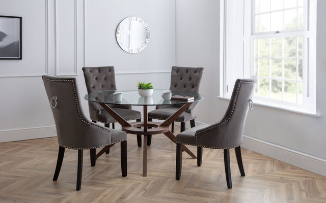 Chelsea Round Dining Table with 4 Veneto Dining Chairs - Julian Bowen