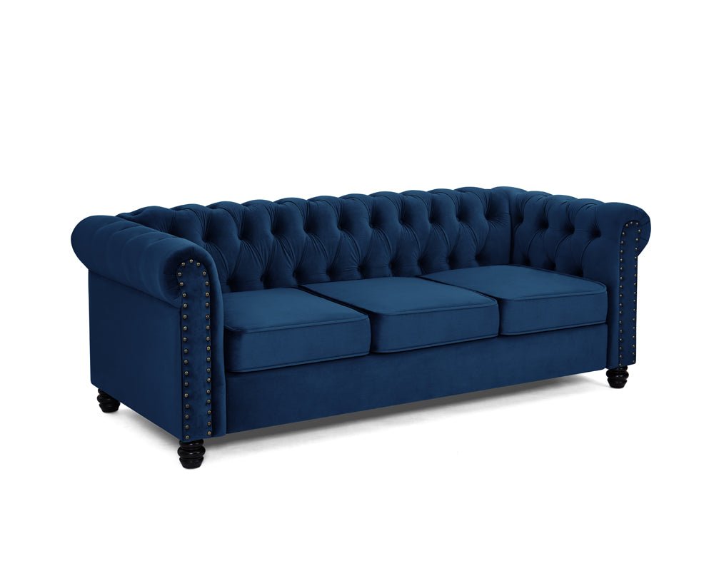 Chester Studded Velvet 3 Seater Sofa - TGC