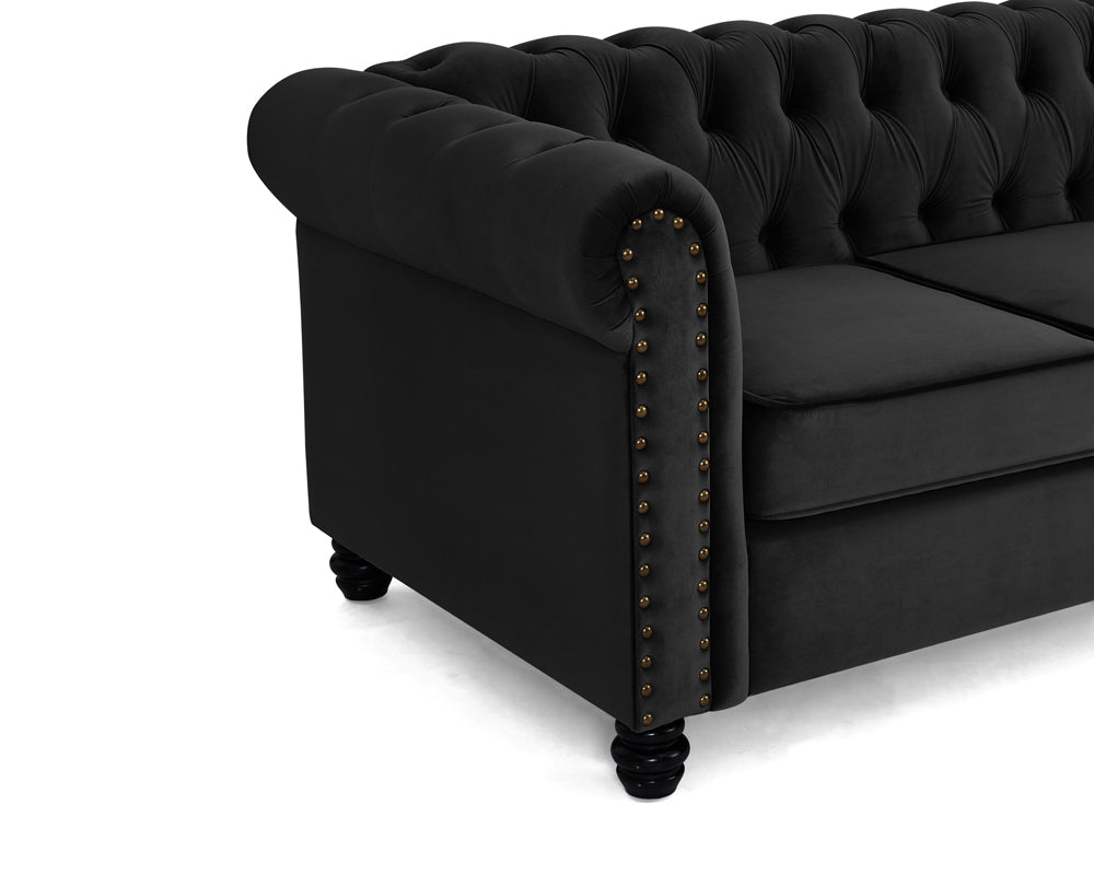Chester Studded Velvet 3 Seater Sofa - TGC