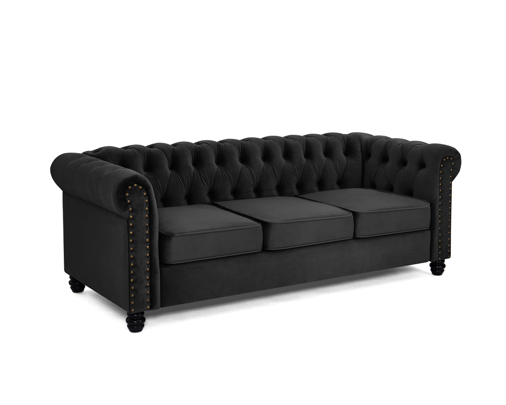Chester Studded Velvet 3 Seater Sofa - TGC
