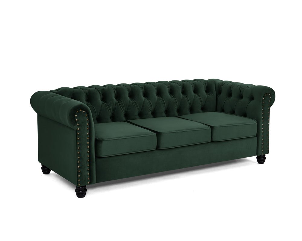 Chester Studded Velvet 3 Seater Sofa - TGC