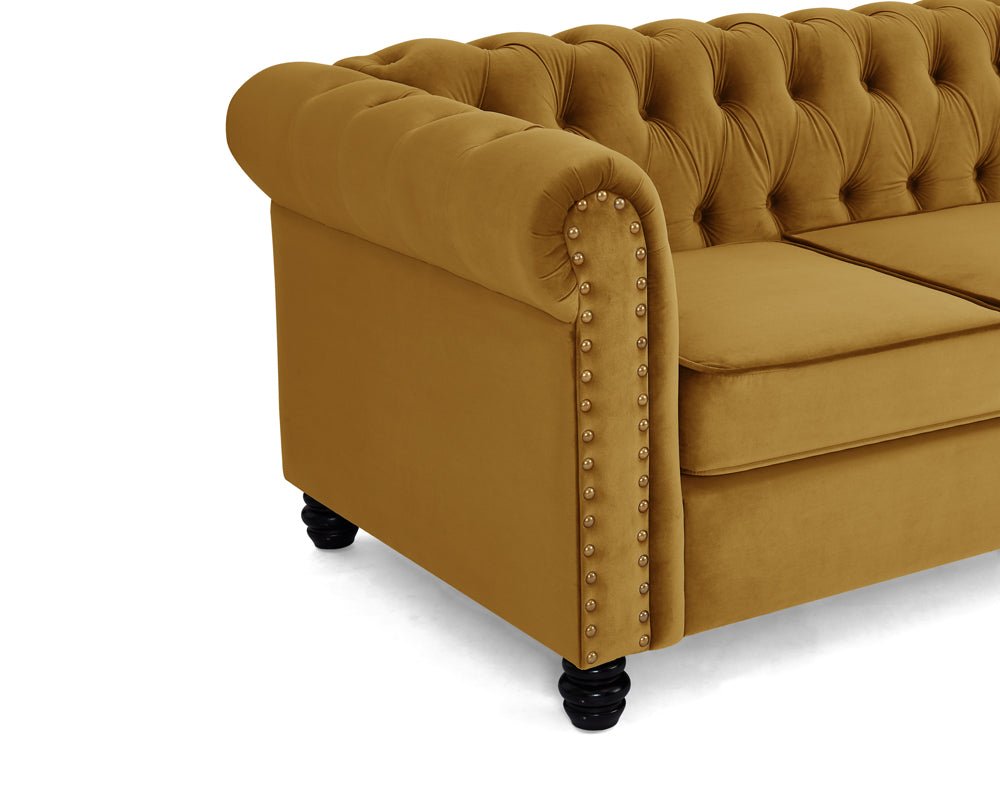 Chester Studded Velvet 3 Seater Sofa - TGC