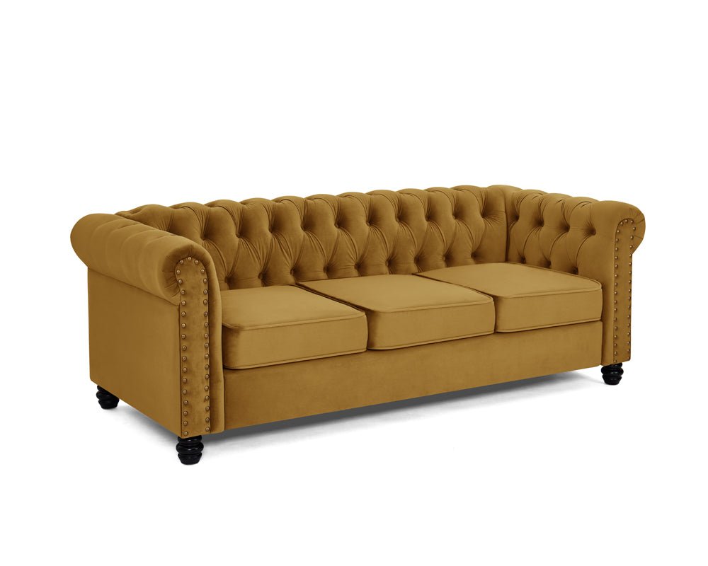 Chester Studded Velvet 3 Seater Sofa - TGC
