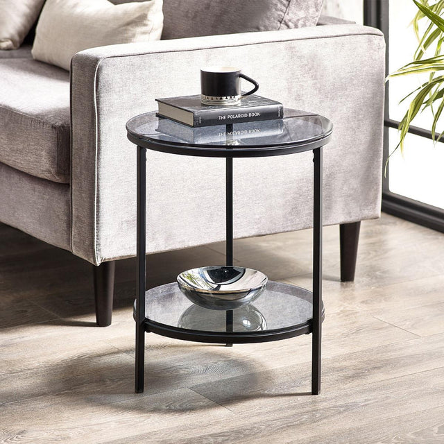Chicago Circular Lamp Table With Shelf - Julian Bowen