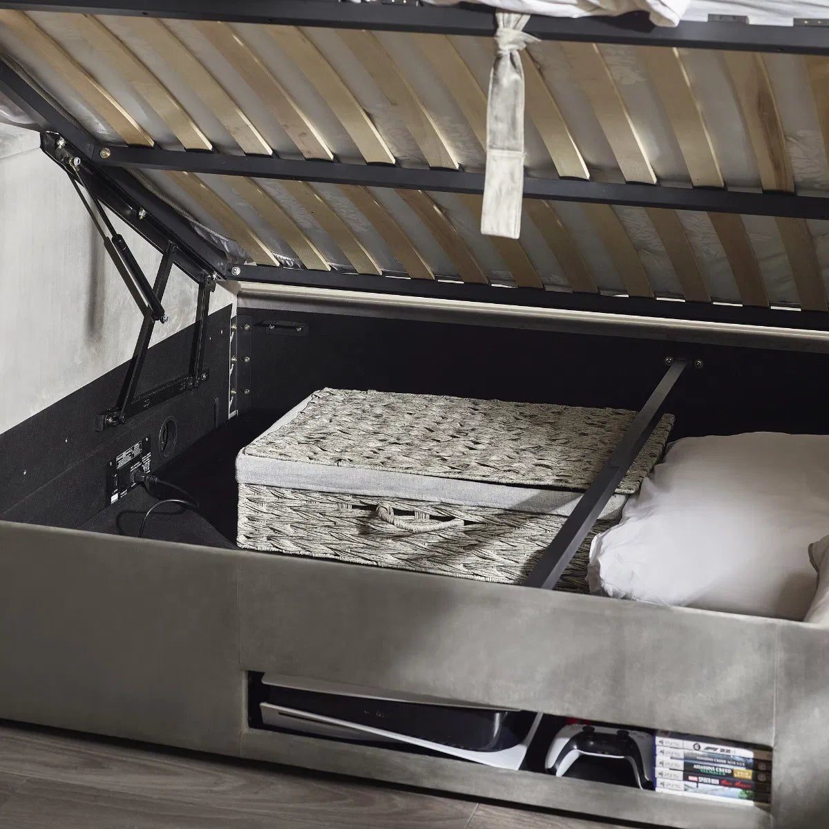 Clara Ottoman Side Lift TV Bed Frame - Julian Bowen