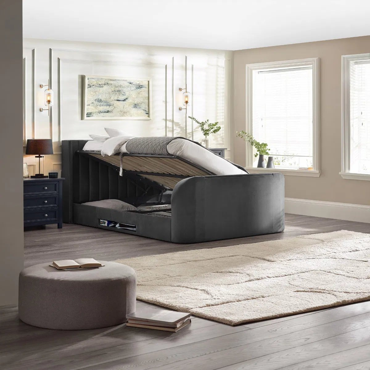 Clara Ottoman Side Lift TV Bed Frame - Julian Bowen