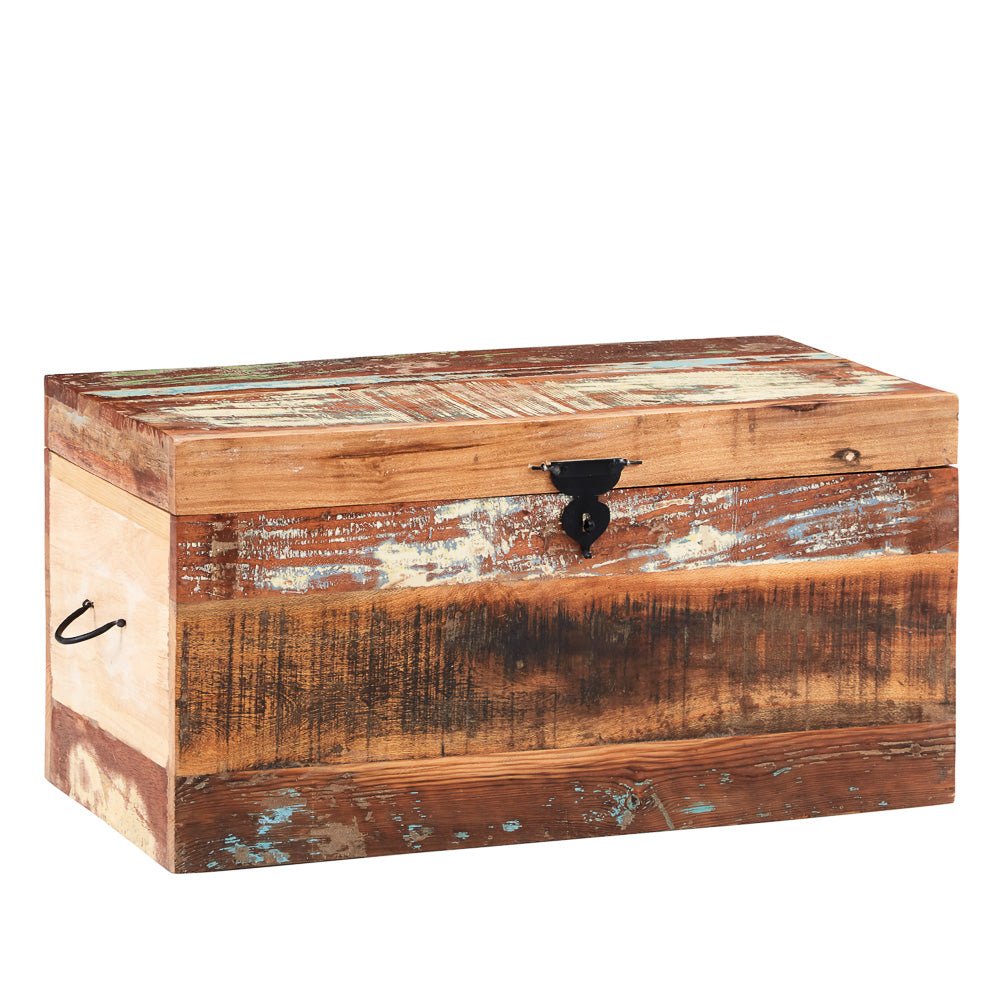 Coastal Rustic Distressed Trunk Box - Indian Hub