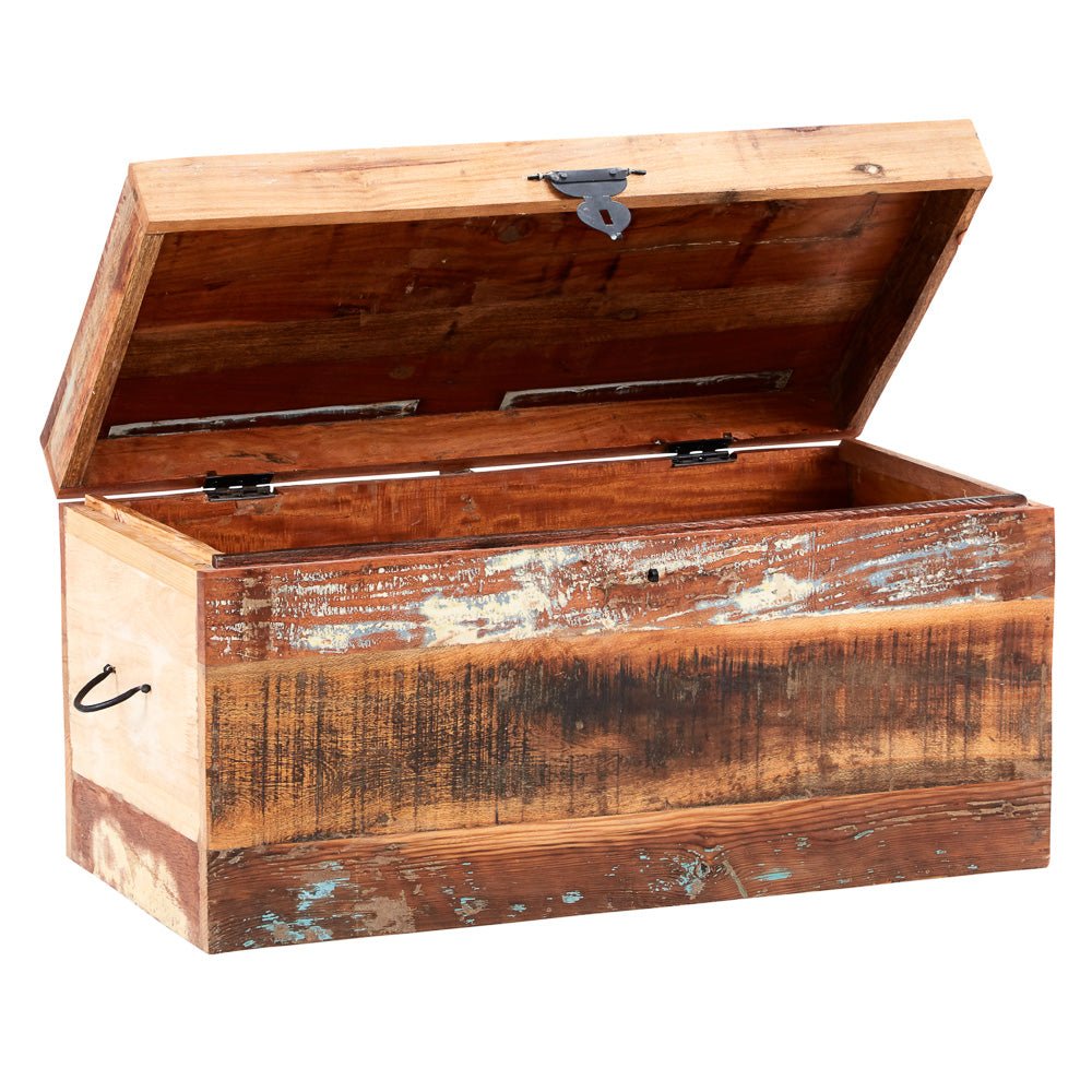 Coastal Rustic Distressed Trunk Box - Indian Hub