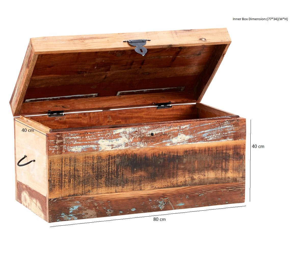 Coastal Rustic Distressed Trunk Box - Indian Hub