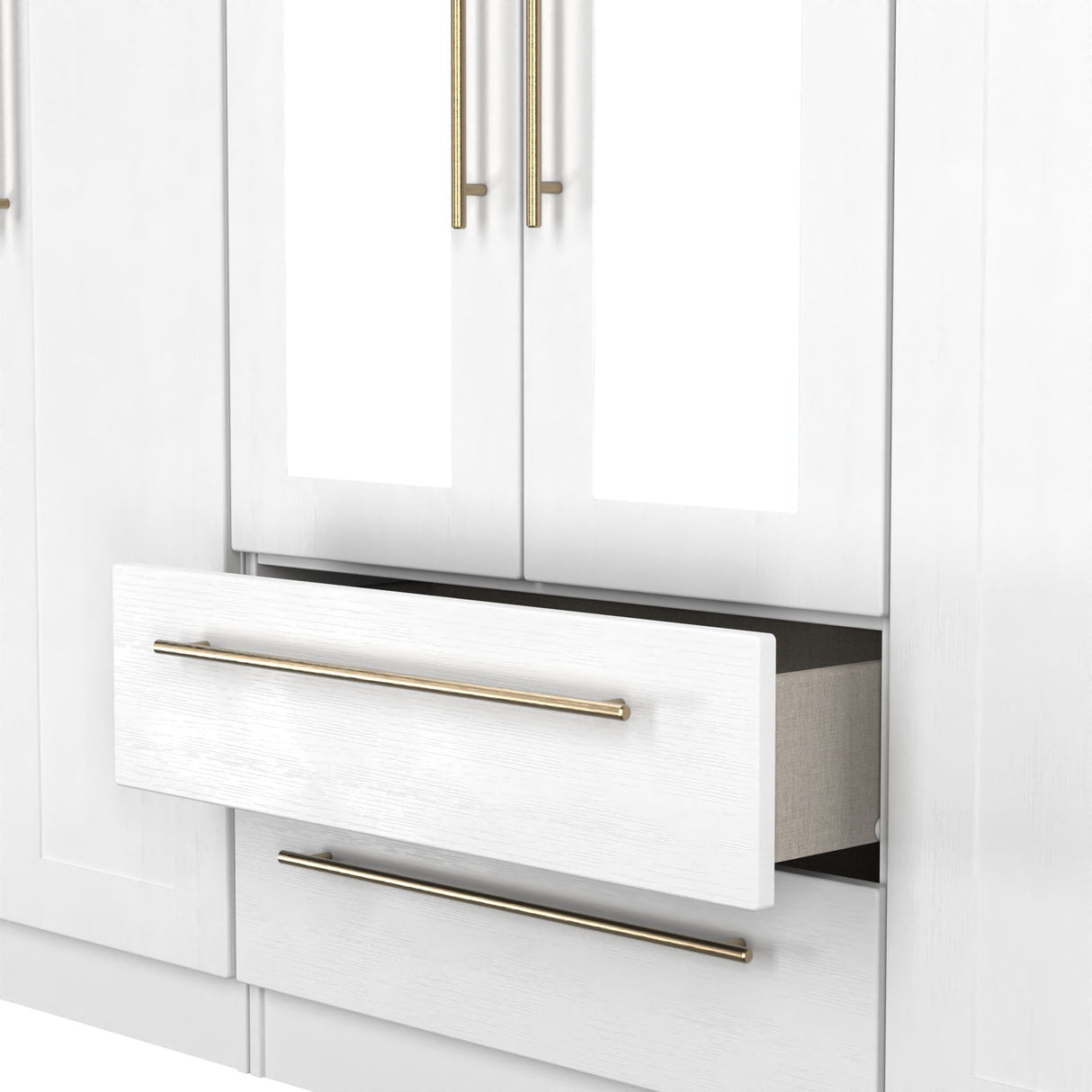 Haworth Tall 6 Door 2 Drawer Mirrored Wardrobe