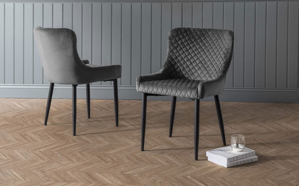 Como High Gloss Grey Table & 6 Luxe Chairs - Julian Bowen