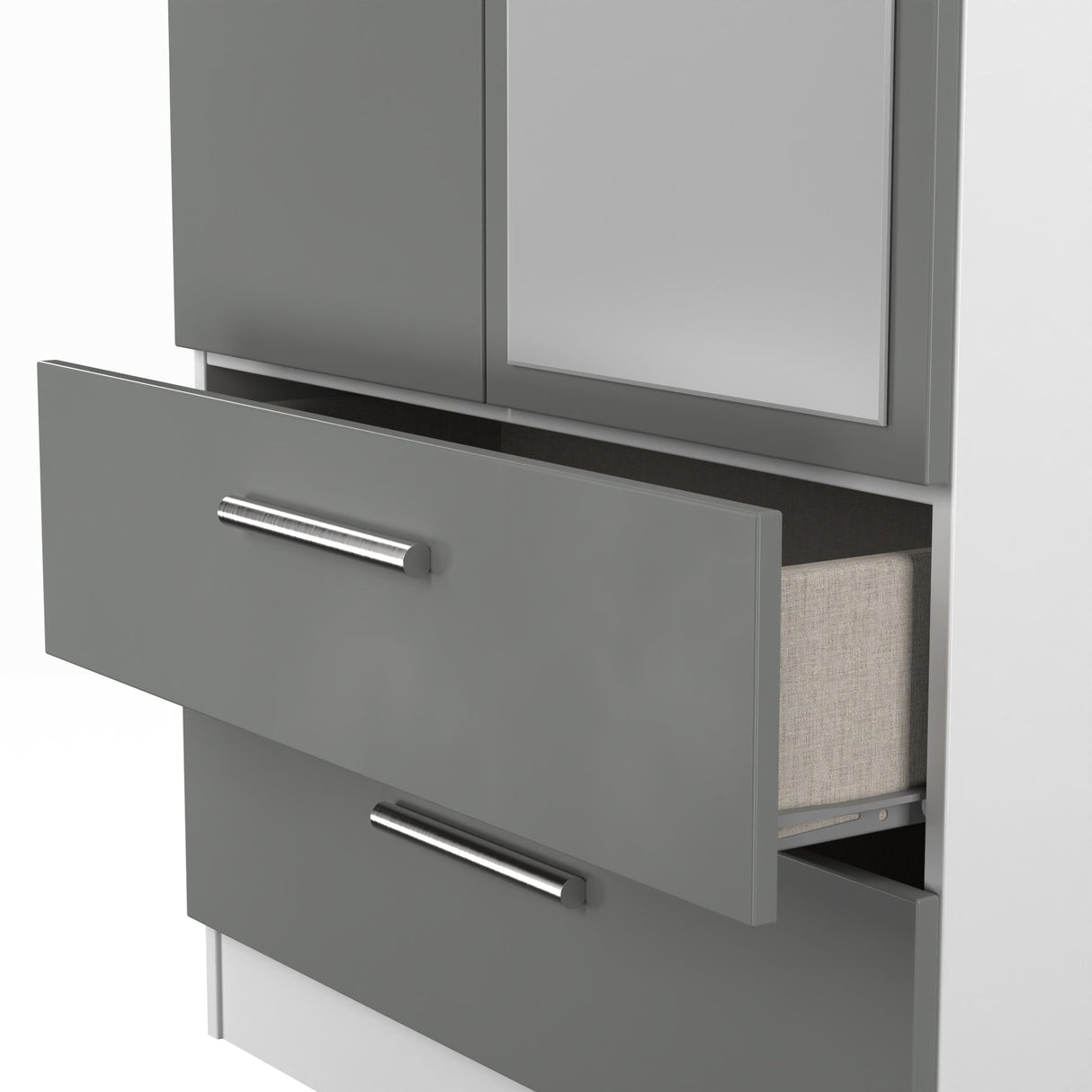 Contrast 2 Door 2 Drawer Mirrored Wardrobe - Welcome Furniture