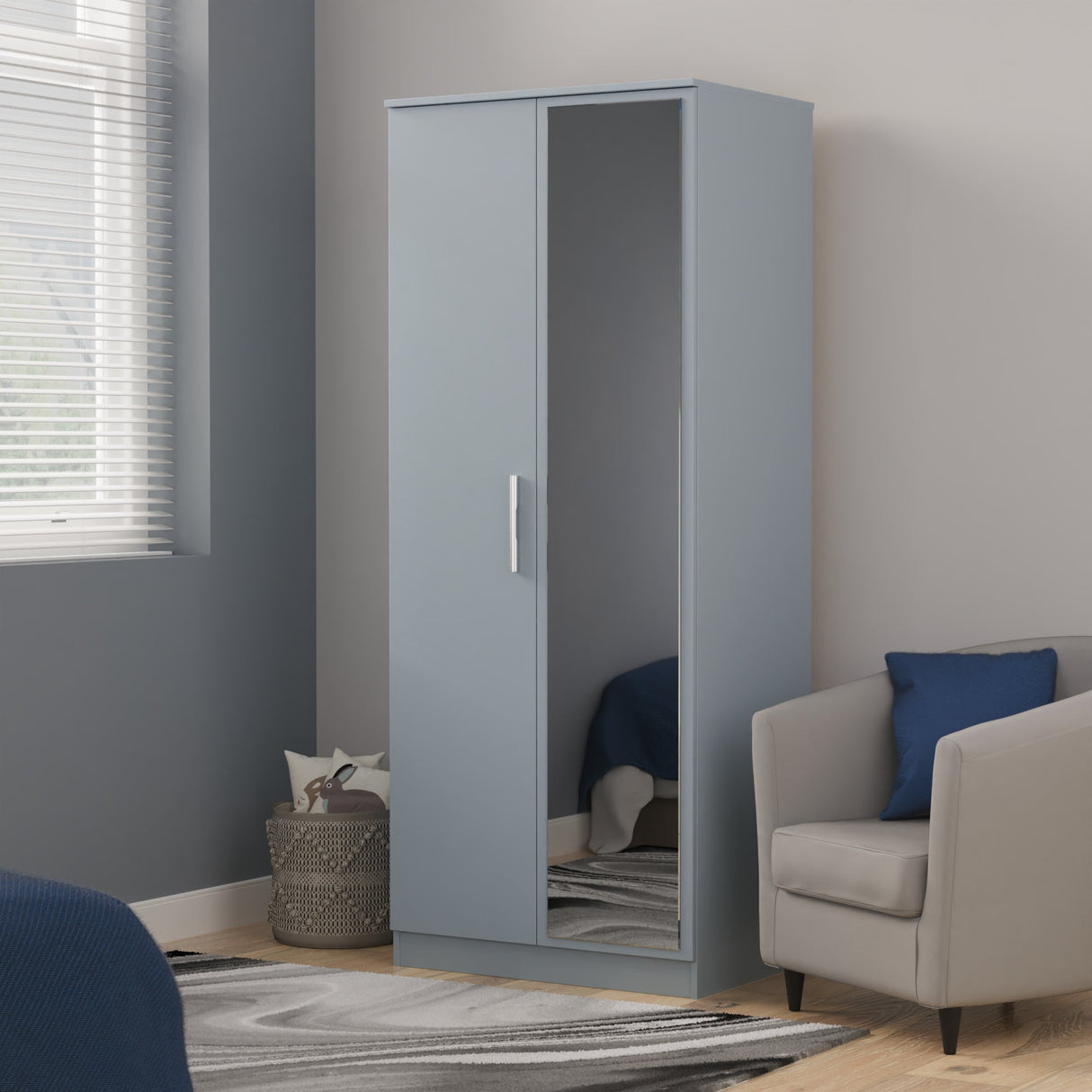 Contrast 2 Door Mirrored Wardrobe - Welcome Furniture