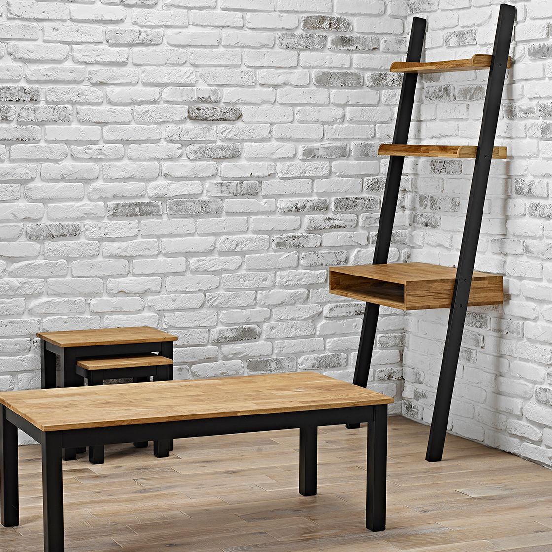 Copenhagen Black and Oiled Wood Ladder Desk - LPD