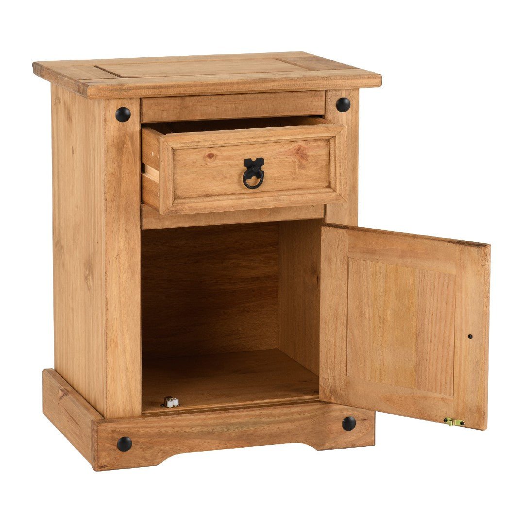 Corona 1 Door 1 Drawer Bedside Table - Seconique