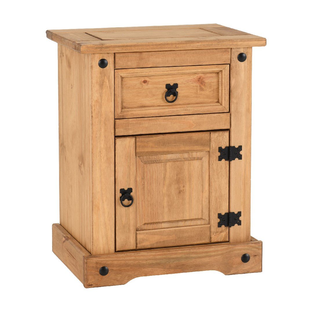 Corona 1 Door 1 Drawer Bedside Table - Seconique