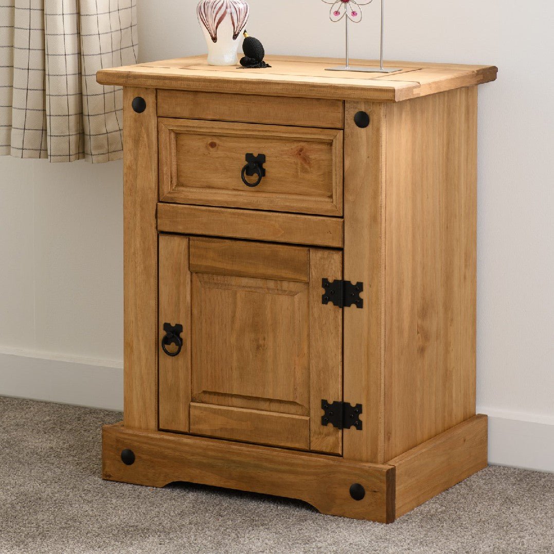 Corona 1 Door 1 Drawer Bedside Table - Seconique