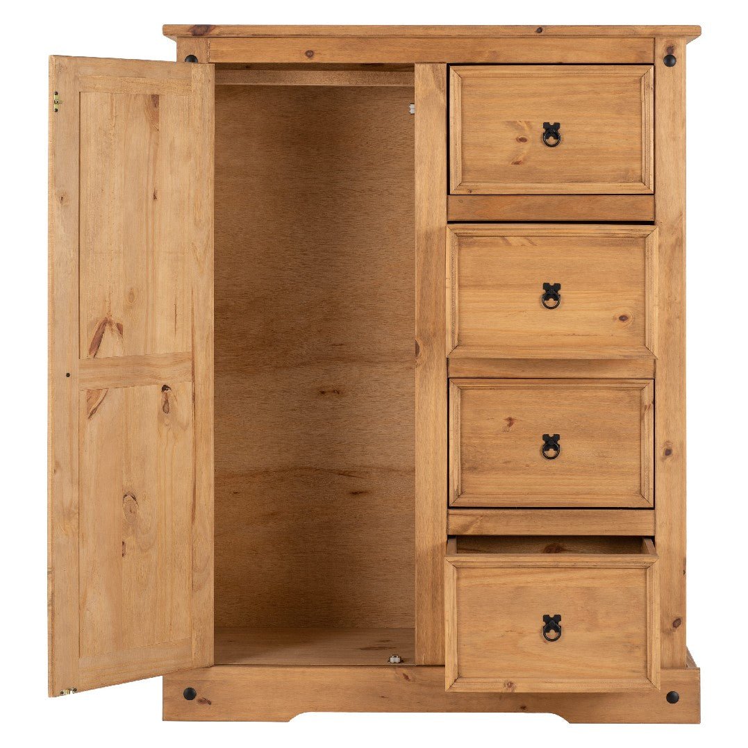 Corona 1 Door 4 Drawer Low Wardrobe - Seconique