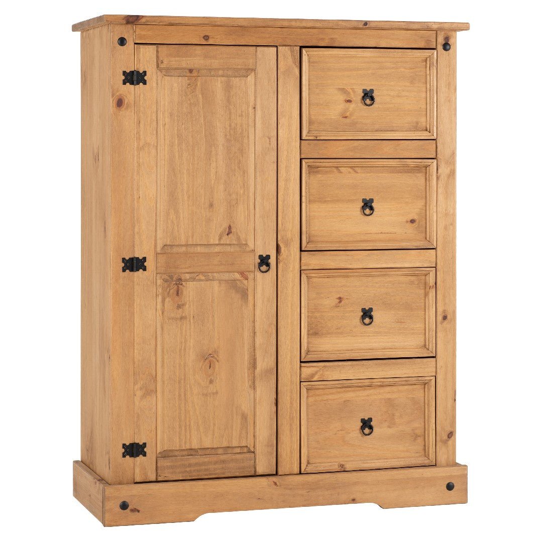 Corona 1 Door 4 Drawer Low Wardrobe - Seconique