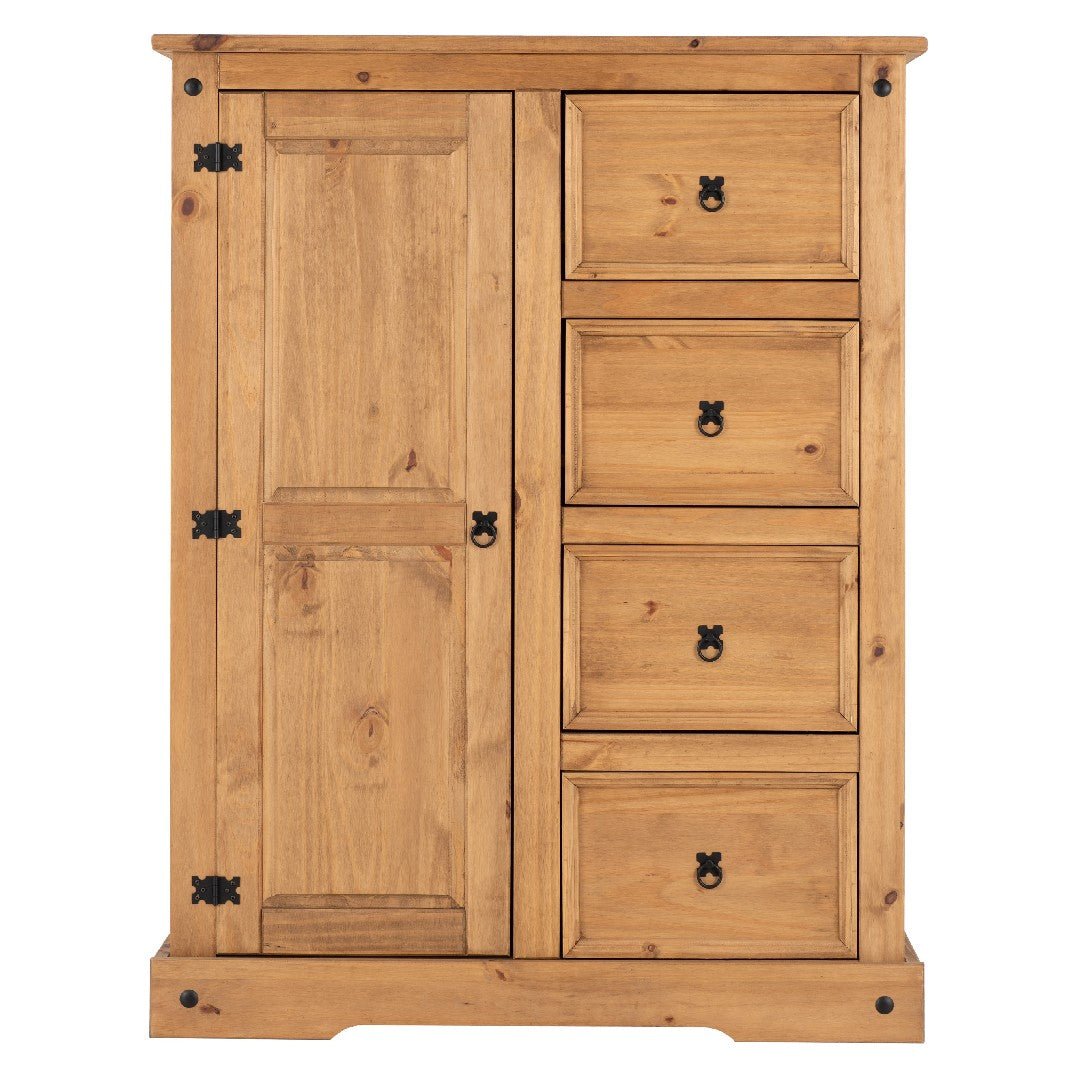 Corona 1 Door 4 Drawer Low Wardrobe - Seconique