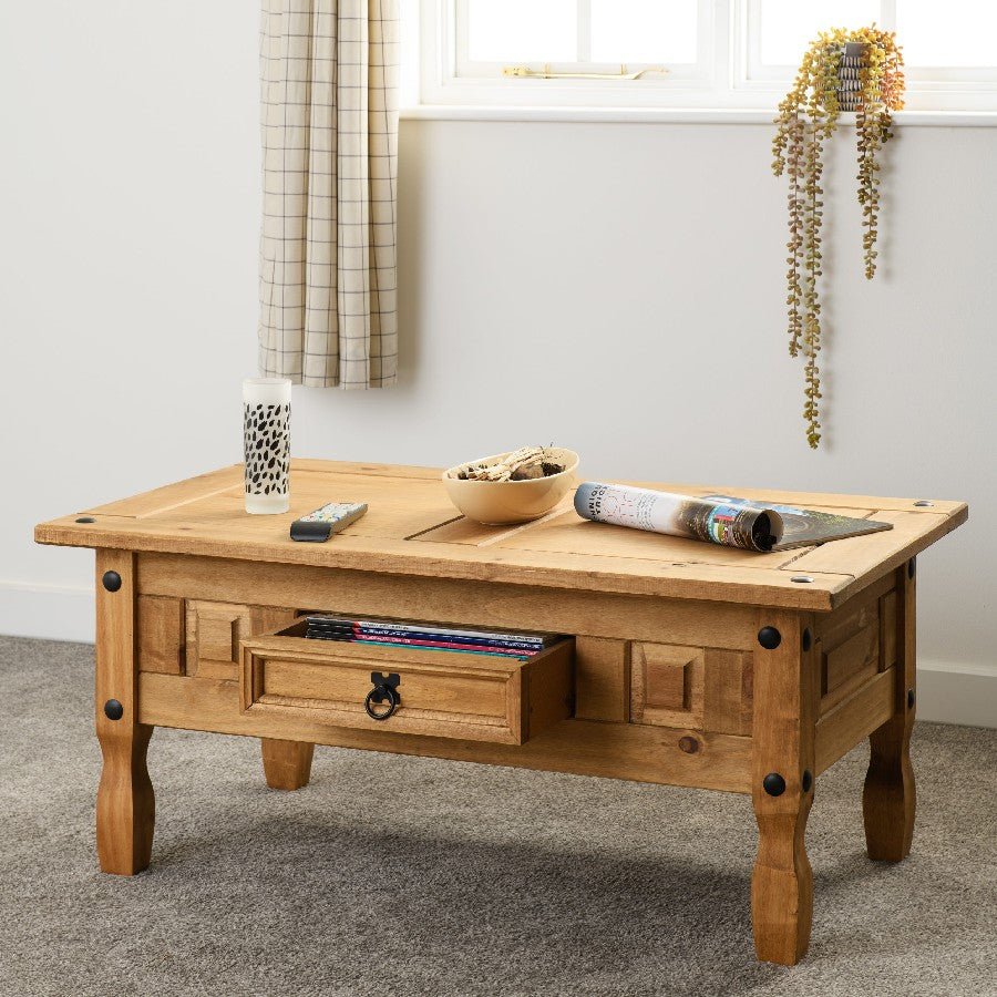 Corona 1 Drawer Coffee Table - Seconique