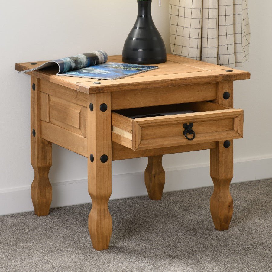Corona 1 Drawer Lamp Table - Seconique