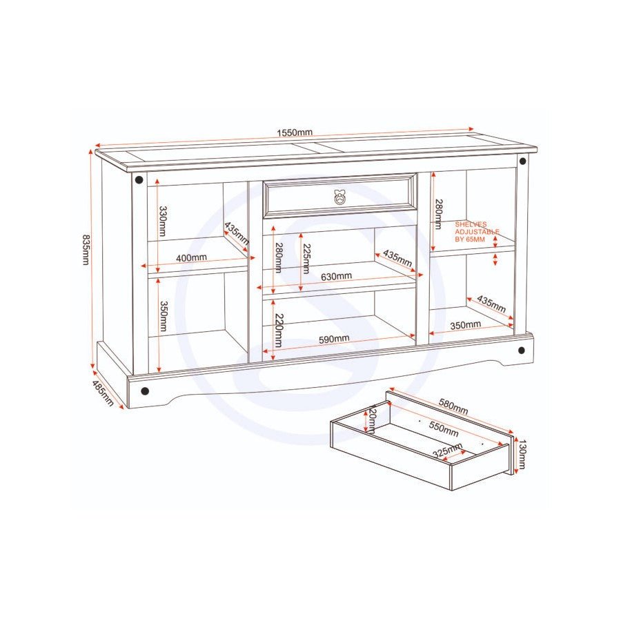 Corona 4 Door 1 Drawer Sideboard - Seconique
