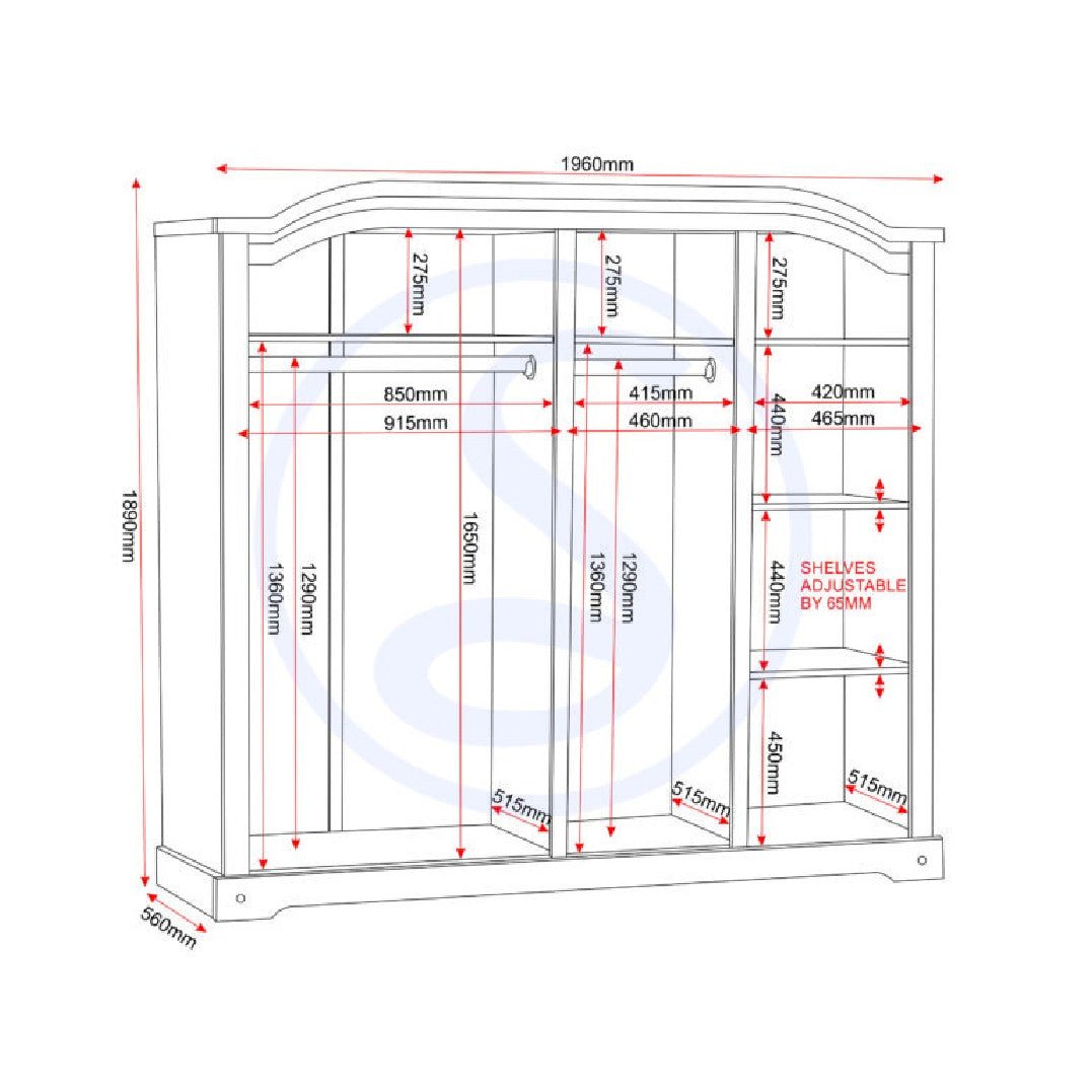 Corona 4 Door Wardrobe - Seconique