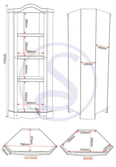 Corona Corner Shelving Display Unit Bookcase - Seconique