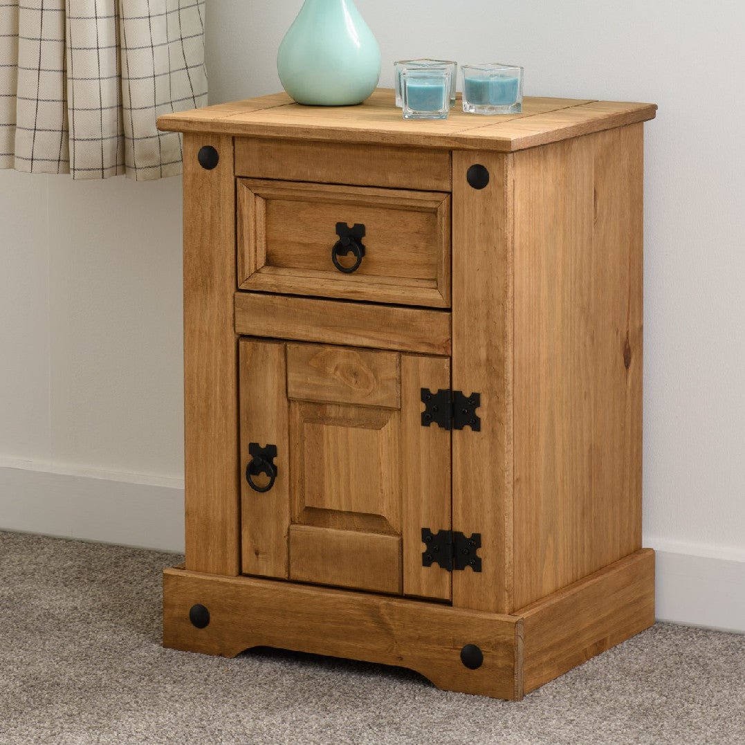 Corona Petite 1 Door 1 Drawer Bedside Table - Seconique