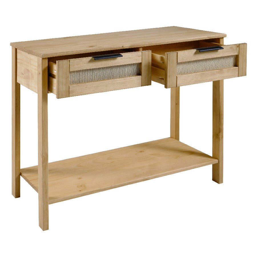 Corona Rattan 2 Drawer Console Table - Seconique