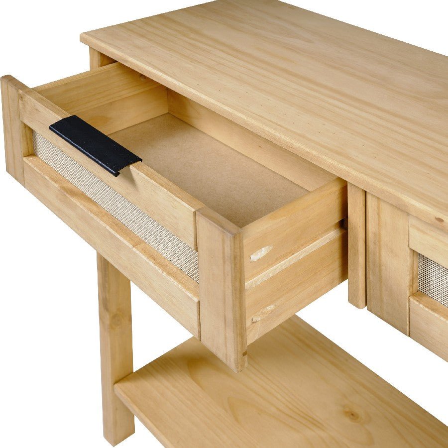 Corona Rattan 2 Drawer Console Table - Seconique