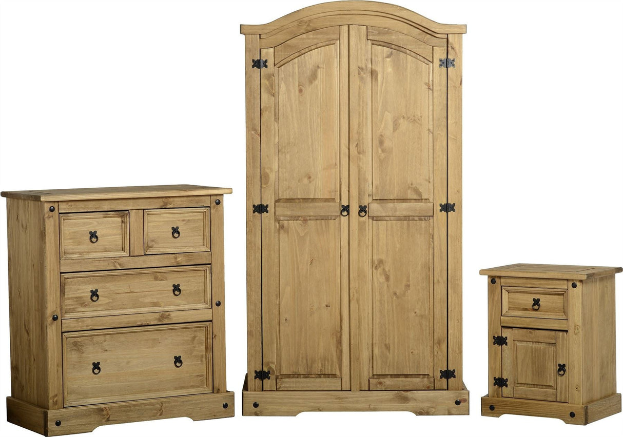Corona Trio Wardrobe Bedside Chest Drawers - Seconique