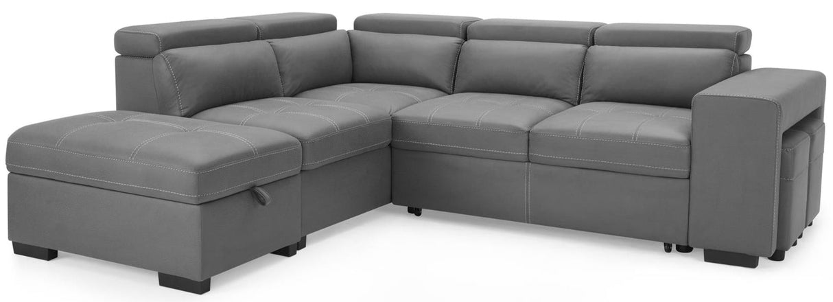 Crimson Air Leather Left Hand Corner Sofa with Storage - TGC