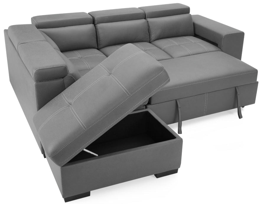 Crimson Air Leather Left Hand Corner Sofa with Storage - TGC