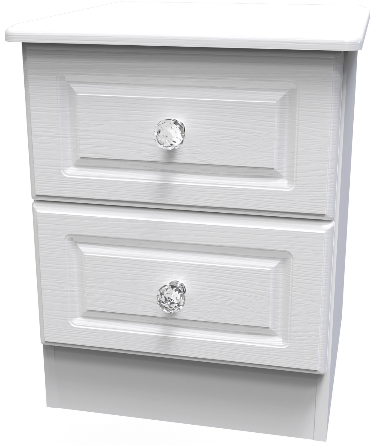 Crystal Ash 2 Drawer Bedside Cabinet - Welcome Furniture