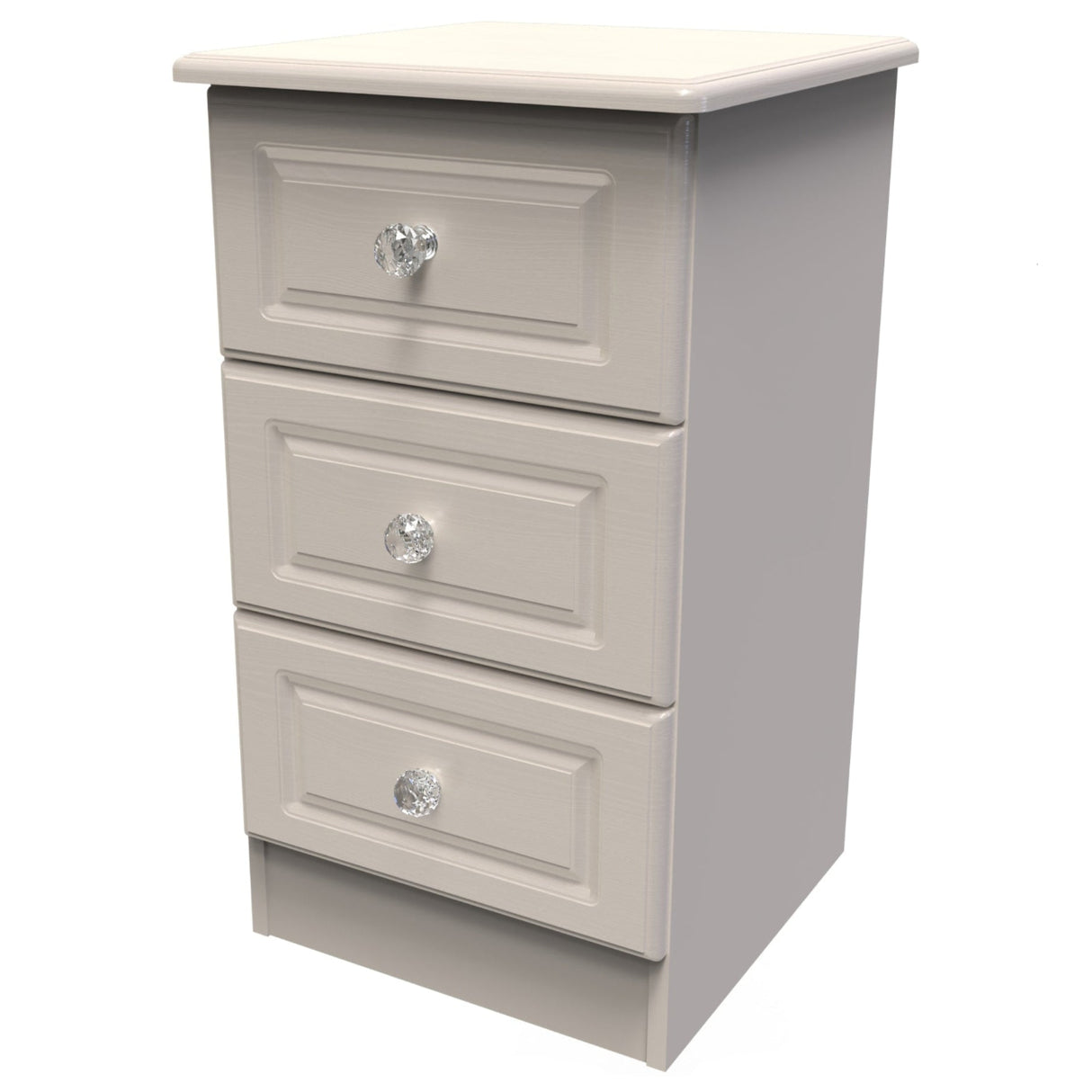 Crystal Ash 3 Drawer Bedside Cabinet - Welcome Furniture