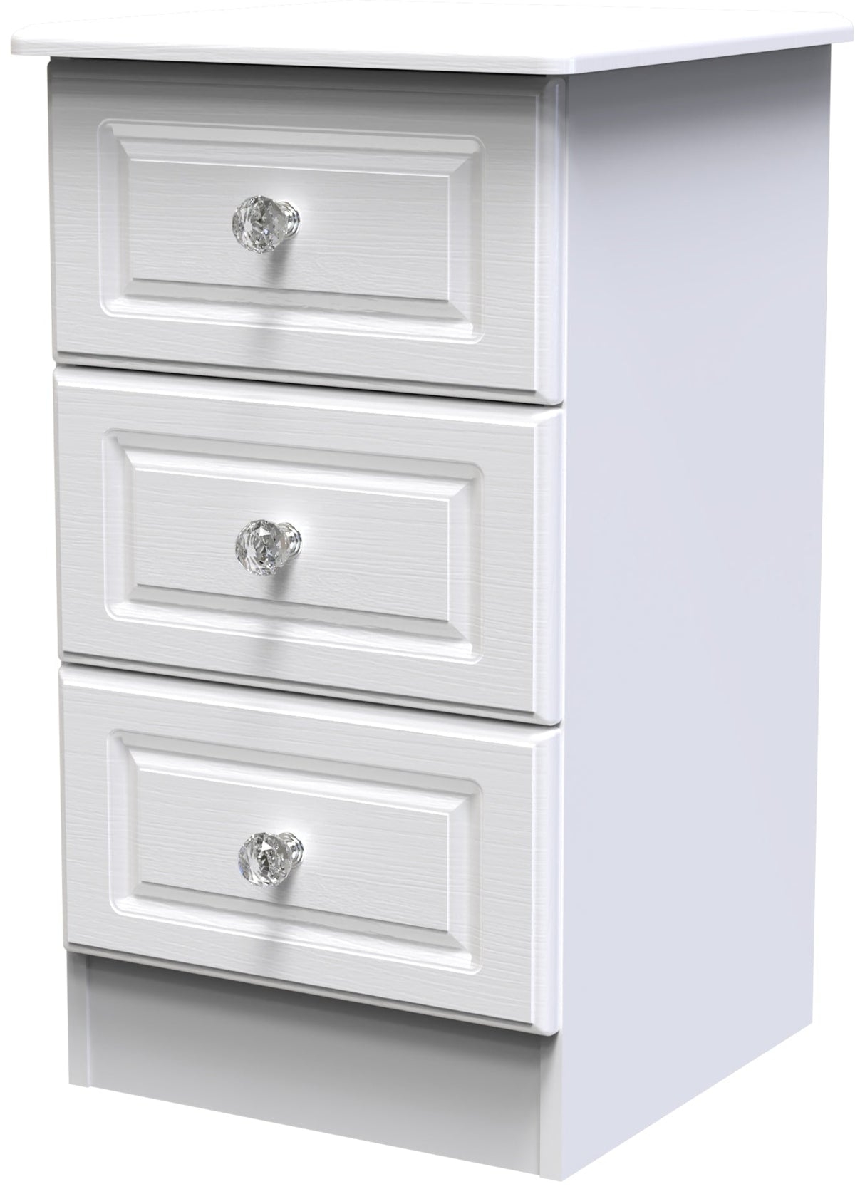 Crystal Ash 3 Drawer Bedside Cabinet - Welcome Furniture
